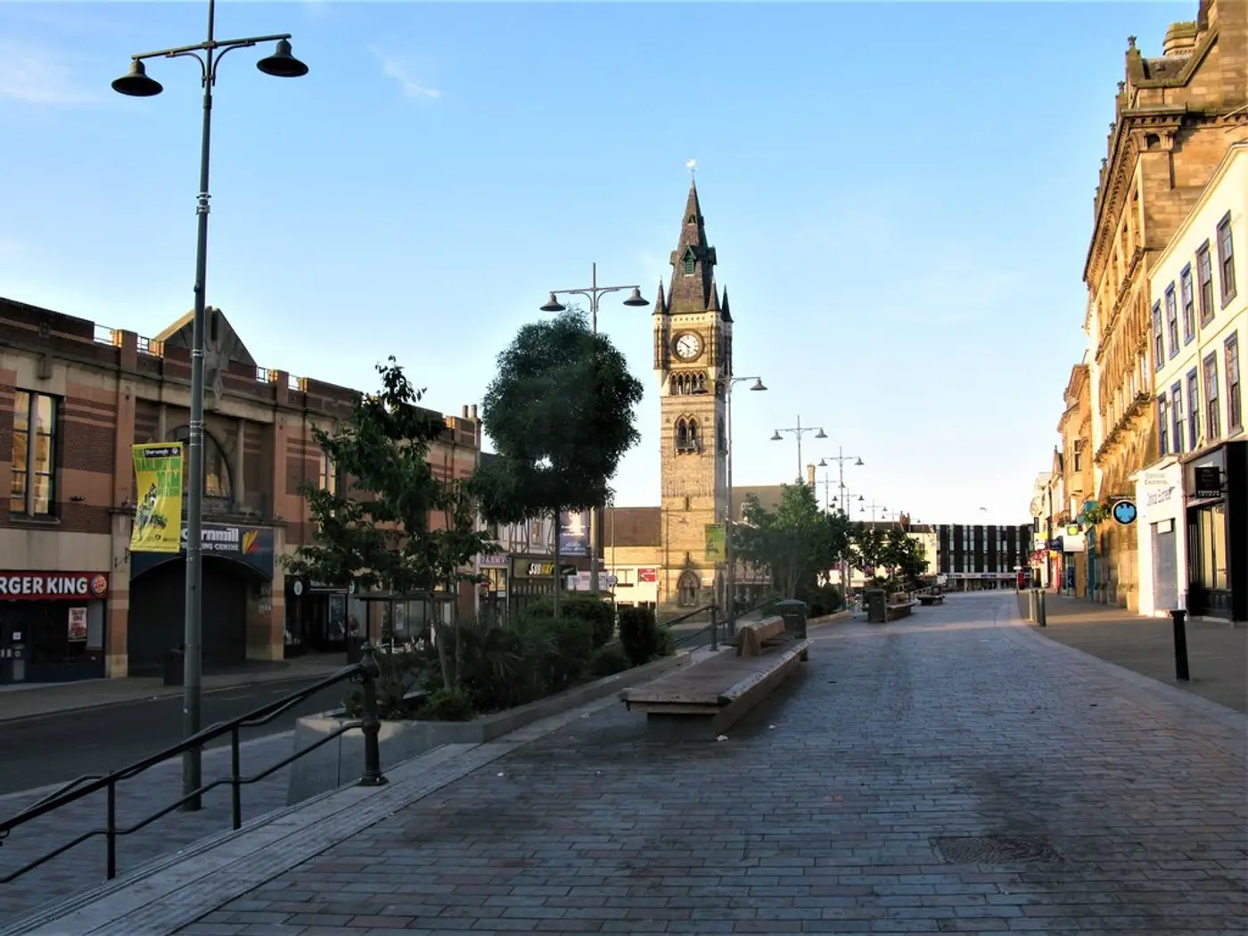 Darlington's Clock Tower on the town's main pedestrian street