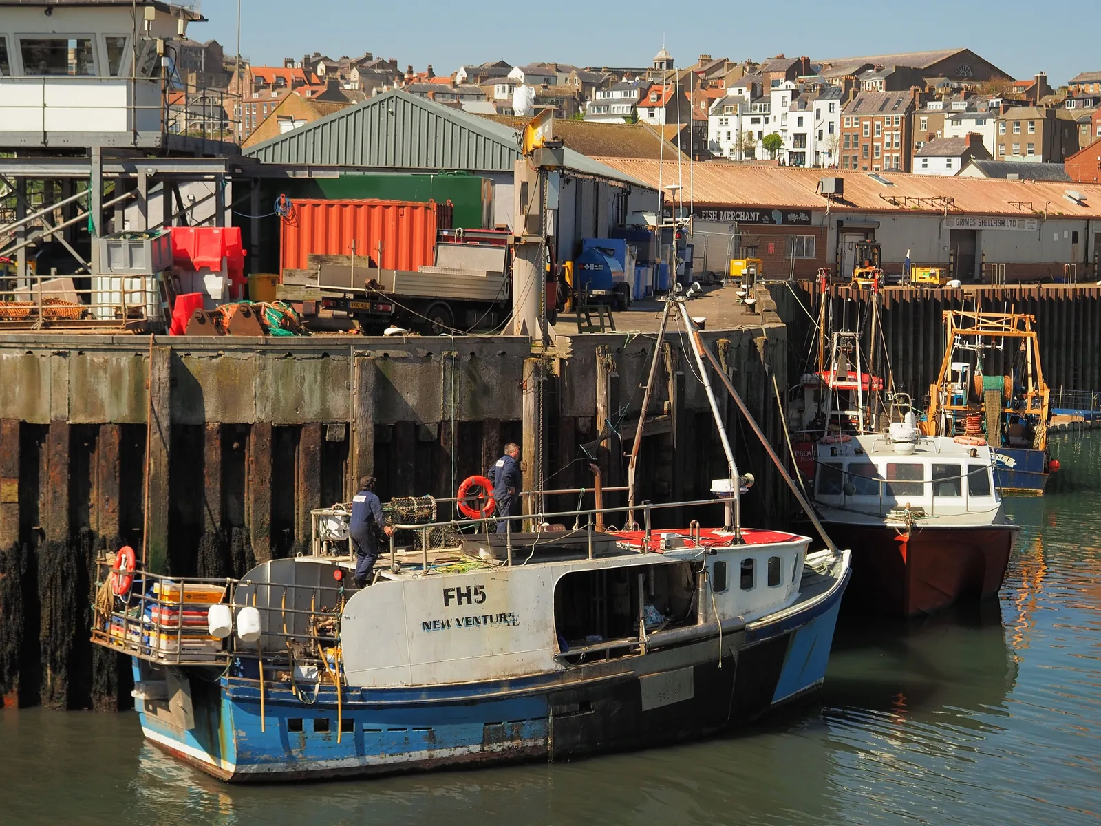 Fishing boats docked in Scarborough harbour